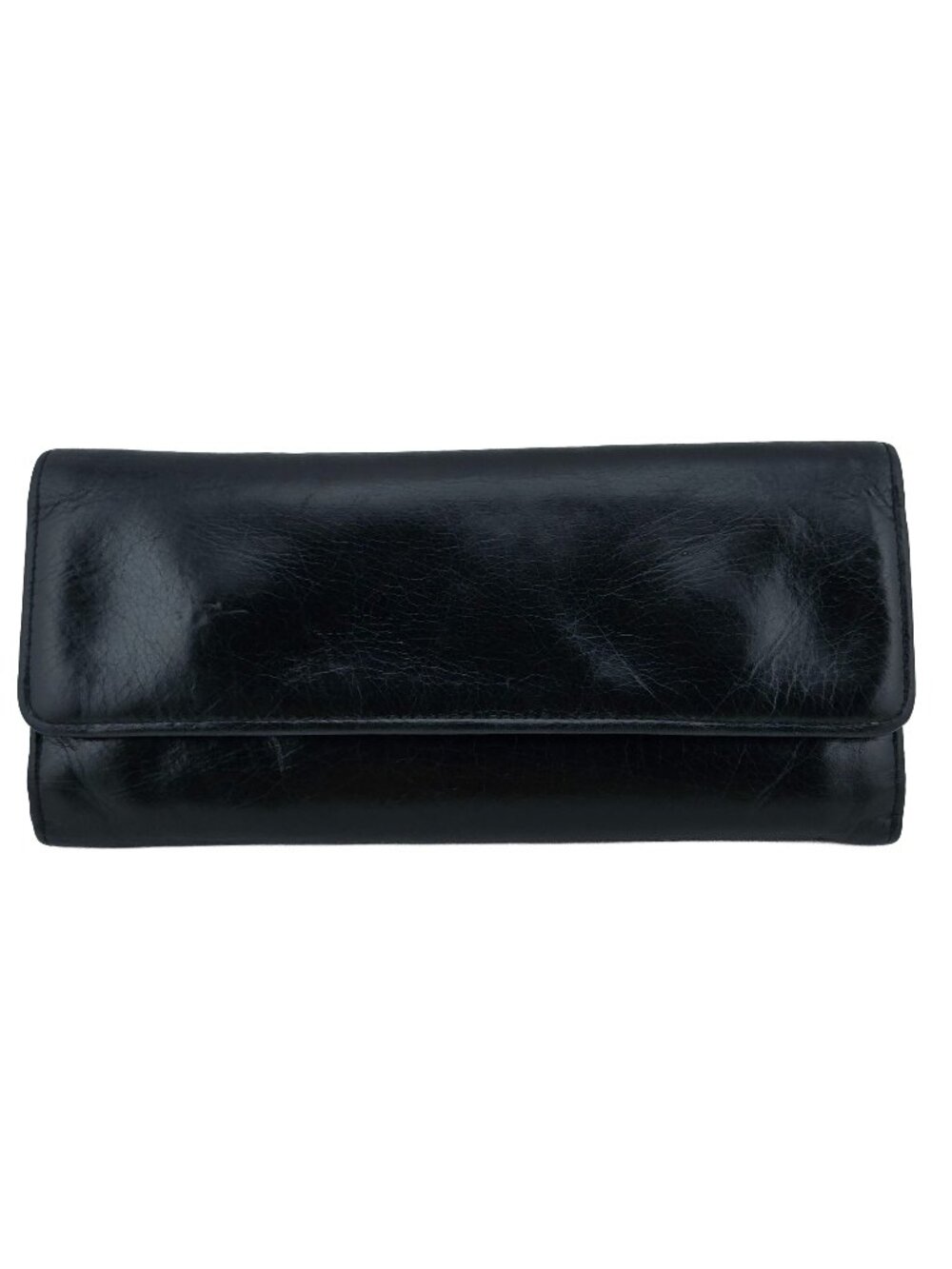 Hobo International Black Leather Trifold Wallet Key Ring Zip Pocket